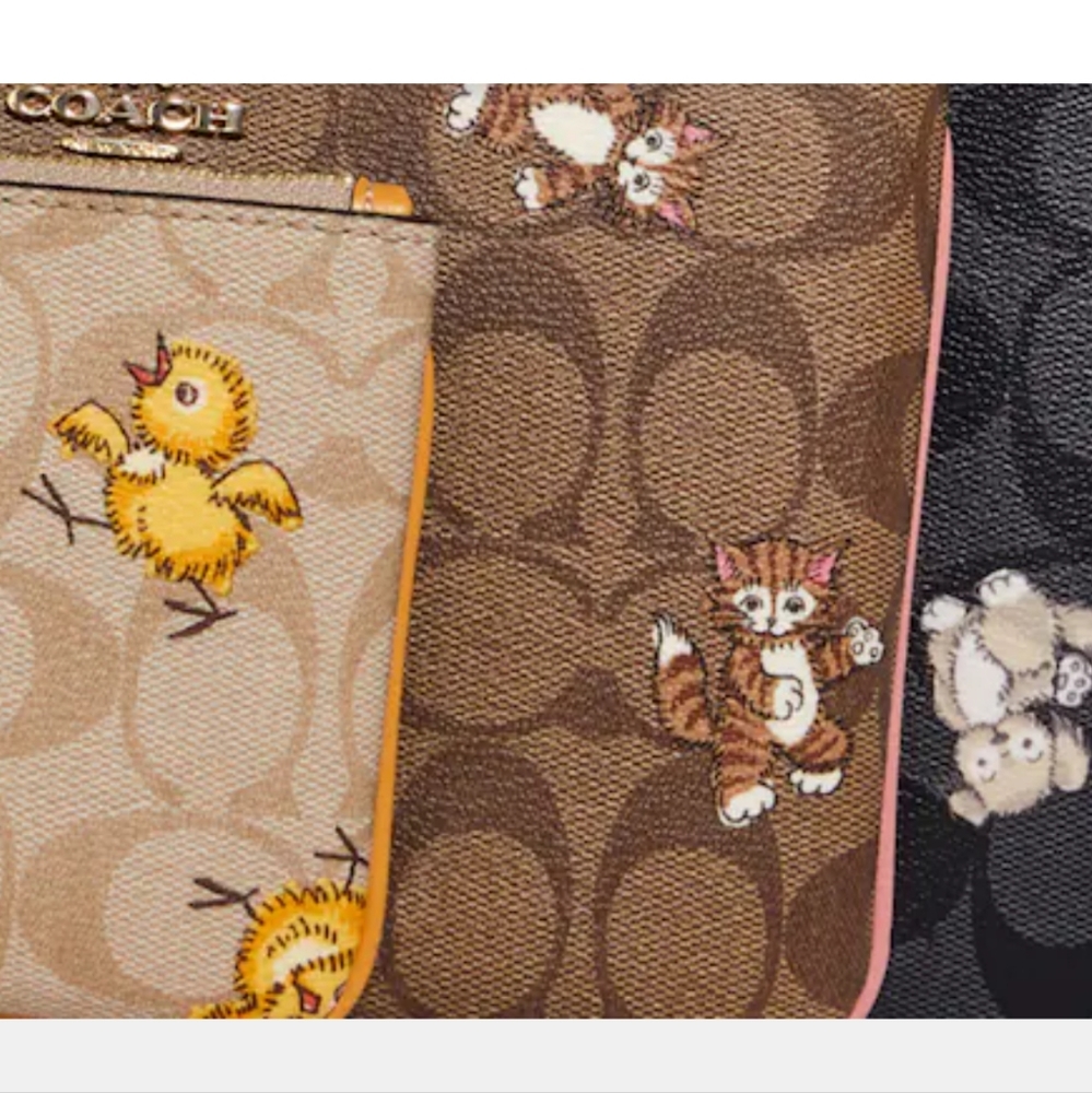 RARE COACH Pouch Trio In Signature Canvas With Creature Print - Picture 3 of 3